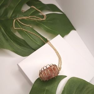 Sunstone Wire Cage Pendant